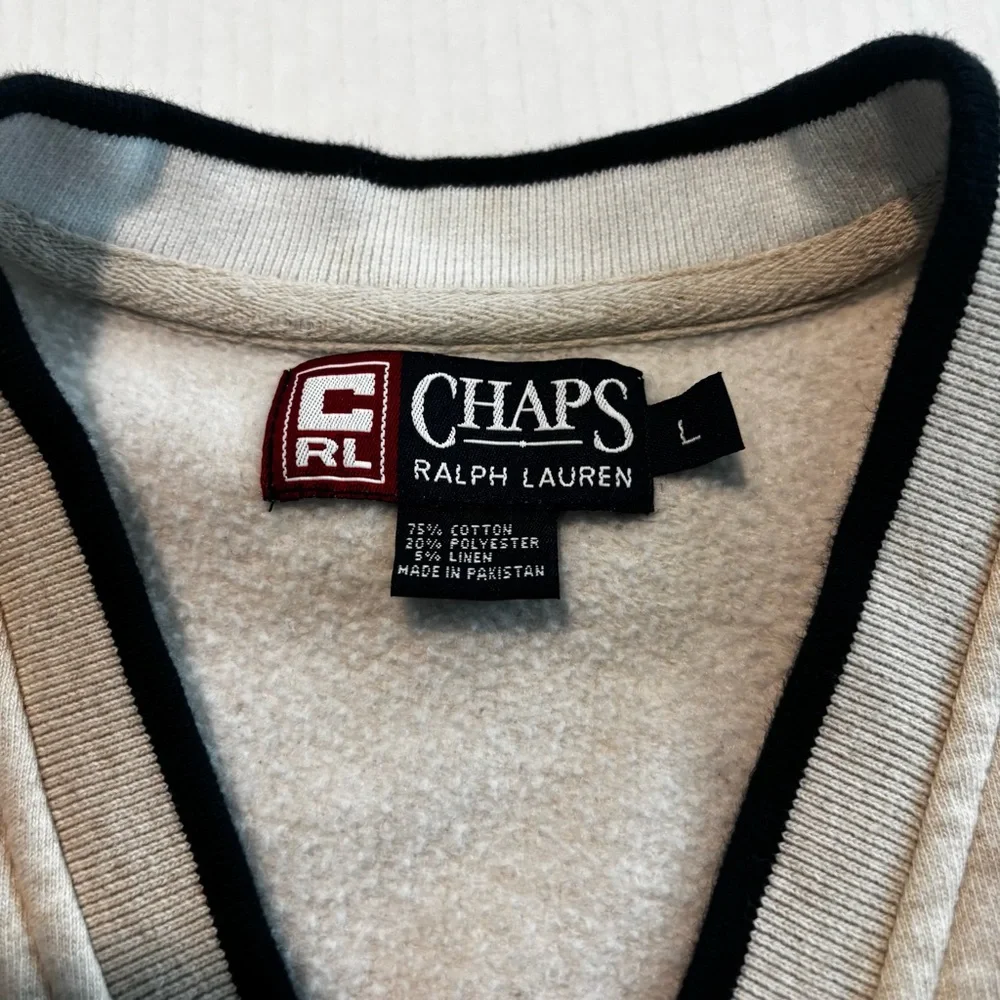 Ralph Lauren Chaps Golf Vest Fleece Lining Beige‎ V-Neck Logo Leisure Men’s L